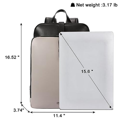 CLUCI Leather Backpack for Women, 15.6 inch Laptop Bag, Large Genuine Work Backpack Travel Back - color: 0-6 Grey With Black