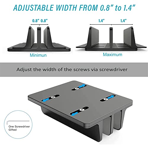 Double Slot Vertical Laptop Tablet Stand Mount Space -Saving Storage for MacBook Laptop Chromebook Tablet,Smartphone (Black)