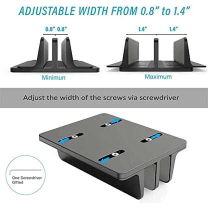 Double Slot Vertical Laptop Tablet Stand Mount Space -Saving Storage for MacBook Laptop Chromebook Tablet,Smartphone (Black)