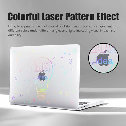 DTangLsm for MacBook Pro 14 inch Case 2026 M5 2025-2021 M4 M3 M2 M1 Pro Max | A3426 A3427 A3434 A3112 A3185 A3401 A2918 A2992 A2779 A2442, Clear Plastic Hard Cover for Mac Pro 14+Keyboard Cover, Big Bulb - color: Laser Big Bulb