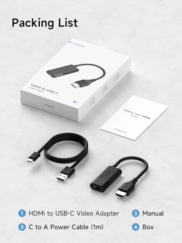 Hagibis HDMI to USB C Adapter, 4K@60Hz HDMI Male to USB-C Female Cable, Portable Monitor, AR Glasses XREAL, VITURE, RayNeo, Rokid to Type C Laptop, Switch, ROG Ally, Steam Deck, PS4/5