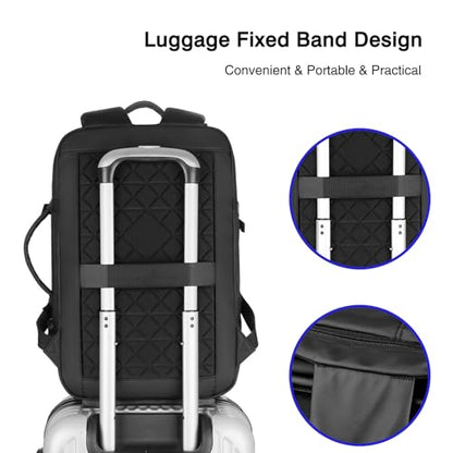 FANDARE Laptop Backpack, Business Travel Laptop Rucksack with USB Charging Port, Waterproof Laptop Bag 15.6 inch, Breathable Nylon Daypack for Work, Travel, College Black - color: Black