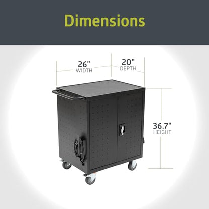 Pearington 30 Device Mobile Charging/Storage Cart for iPads, Tablets, Laptop, and Chromebook, Up to 13-inch Screen Size, Classroom Locking Charging Station - size: w/Cord Management