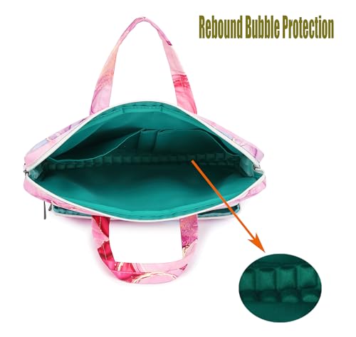 Muti-Pockets Laptop Case Bag,Rebound Bubble Cushioned Laptop Briefcase Shoulder Bag Fits 15.6 inch-16 inch Laptop(Pink Marble) - color: Pink Marble(muti-pockets)
