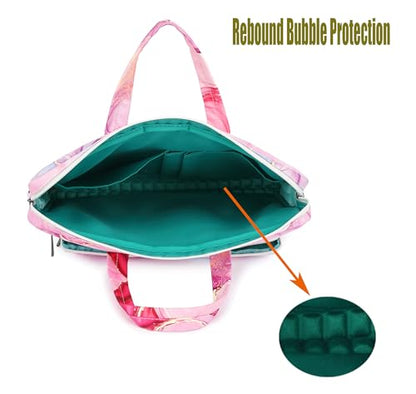 Muti-Pockets Laptop Case Bag,Rebound Bubble Cushioned Laptop Briefcase Shoulder Bag Fits 15.6 inch-16 inch Laptop(Pink Marble) - color: Pink Marble(muti-pockets)