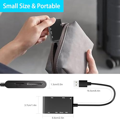 Sim Card Reader CAC Smart Card Reader Military, 6 in 1 DOD Military USB Common Access/SIM/SD/TF/MS/M2/ID/IC Card Adapter, USB A Sim Card Adapter Compatible with Windows, Linux/Unix, MacOS X