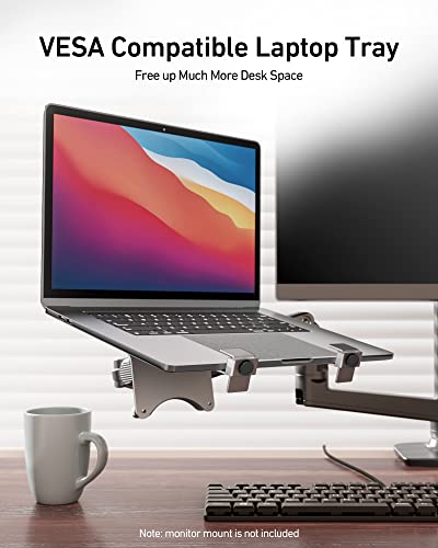 ergounion VESA Laptop Tray for Monitor Mount, Holds Laptops up to 17.3 Inches and 28.6 lbs, Fits 100x100mm VESA, Notebook Tray Office Desk Accessories, Silver - color: Silver