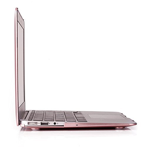 RUBAN Case Compatible with MacBook Air 13 Inch (Models: A1369 & A1466, Older Version 2010-2017 Release), Slim Snap On Hard Shell Protective Cover and Keyboard Cover, Rose Gold - color: Rose Gold