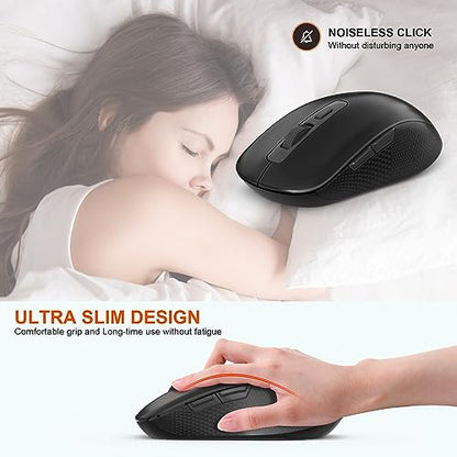 Rytaki Pro Wireless Number Pad and Mouse, 19 Keys Portable Ultra Slim 2.4GHz 10 Key USB Keypad and 3 Adjustable DPI Silent Mouse Set for Laptop, Notebook, Desktop, PC Computer - Use One USB Receiver