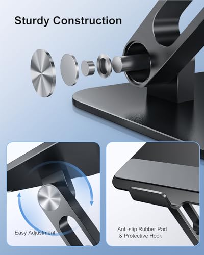 JOIOT Ergonomic Laptop Stand,Adjustable Riser for 10-17.3”Computer | Aluminum Stand,Ventilated cooling holes, relieves neck strain, stable support, perfect for home office, study, video call use - color: Black