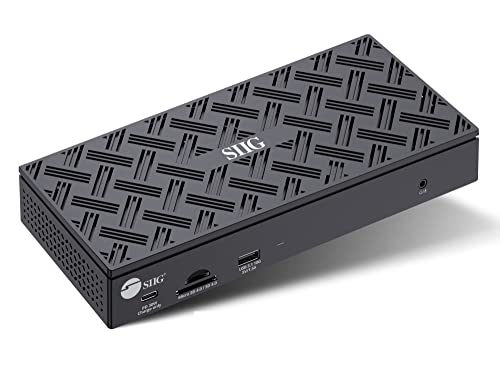 SIIG DisplayLink USB-C Dock, Quad 4K60Hz, 100W PD, 2.5GbE, JU-DK0Q11-S1 | Drive four 4K60 displays through DisplayLink; 100W PD, USB expansion and 2.5GbE support dense professional workstations. - style: Quad 4K Display