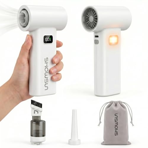 3-in-1 Portable Turbo Fan, Air Duster and Mini Vacuum | 85W 7.4V Brushless Motor, 6 Adjustable Speed Levels, Type-C Rechargeable, Detachable Dust Cup and Filter Attachments