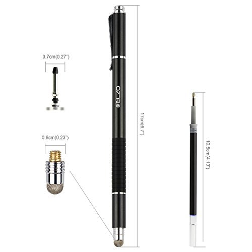 ELZO 3 in 1 Stylus, Disc Stylus Touch Screen Pens and Gel Pen Combo, 2 Pcs with 6 Replacement Tips for All Touch Screens Tablets and Cell Phones, iPhone/iPad/Samsung/Lenovo and More
