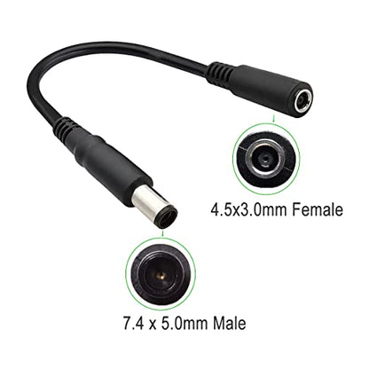 Laptop DC Power Adapter Cable, 2Pack 4.5 x 3.0mm Female to 7.4 x 5.0mm Male Charging Connector Plug Power Converter DC Cable, for HP Dell Laptop Adapter Charger