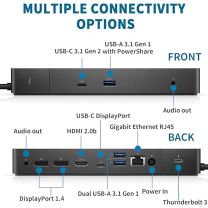 Dell WD19TB Thunderbolt Dock, 180W Dell Docking Station with HDMI/Dual DisplayPort, Dual Monitor Support, Bundle with HDMI/DP Cables (Renewed) - style: WD19TB-180W