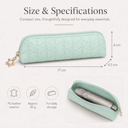 Storage Pouch Compatible with Logitech Spotlight 3 Presentation Remote, PU Leather Zipper Carrying Case, Slim Portable Organizer Bag for Presenter Remote and USB Receiver, Travel Office Case, Green