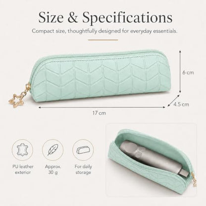 Storage Pouch Compatible with Logitech Spotlight 3 Presentation Remote, PU Leather Zipper Carrying Case, Slim Portable Organizer Bag for Presenter Remote and USB Receiver, Travel Office Case, Green
