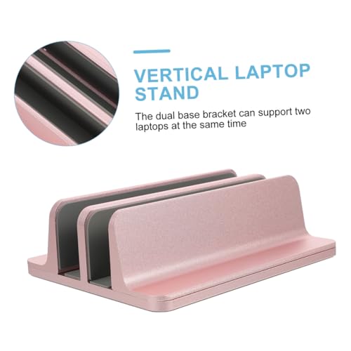 SHINEOFI Laptop Stand with Dual Slots Durable Vertical Holder for Desk Home Office Stable Tablet Base Compatible with MacBook and Notebooks