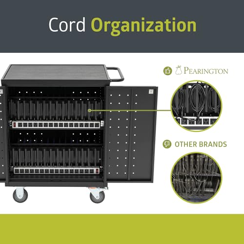 Pearington 30 Device Mobile Charging/Storage Cart for iPads, Tablets, Laptop, and Chromebook, Up to 13-inch Screen Size, Classroom Locking Charging Station - size: w/Cord Management