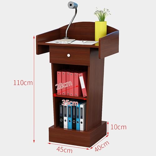 Floor Standing Metal Podium,Lecture Pulpit,Lectern Podium Stand, Podium Stand Simple Lecterns Density Board Laptop Desk Podium Stand with Open Storage Podiums Spacious Dr - color: Red