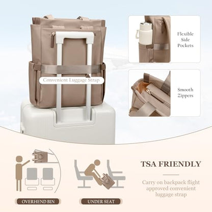 GOLF SUPAGS Convertible Laptop Backpack for Women Casual Daypack Notebook Tote Bag for Work College Travel Leisure (Champagne) - color: Champagne