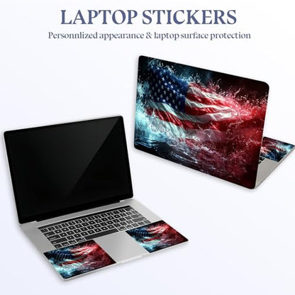Universal Laptop Skin Sticker Decal,15.6 Inch Laptop Vinyl Cover for 13" 14" 15.6" Laptop,Scratch-Resistant Waterproof Protector Wrap,Reusable with Wrist Pads,Splash American Flag - color: Splash American Flag