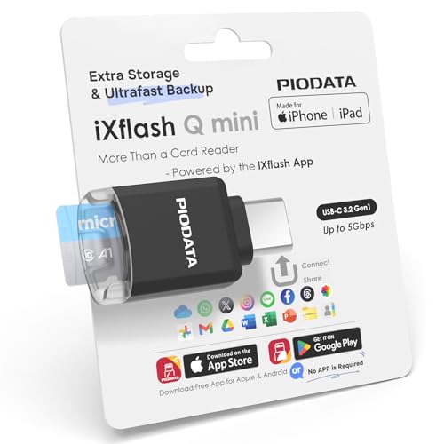 MFi USB-C MicroSD Card Reader for iPhone, iPad & Android - Black | Works with or without the free app. Auto backup, 4K/1080p iPhone direct recording, media playback, USB 3.2 and 2TB support - color: Black