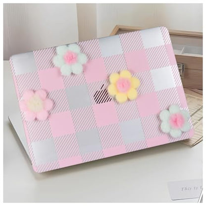 DTangLsm for MacBook Air 13 inch Case 2022 2021-2018 A2337 M1 A2179 A1932, MacBook Air M1 Case, Gingham Plush Plastic Hard Shell Cover for Mac Book Air 13.3 inch + Keyboard Cover, Pink Checkerboard - color: #2 Pink Checkerboard