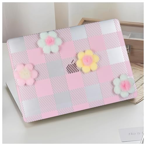 DTangLsm for MacBook Pro 13 inch Case 2025 2024-2016 M2 M1 A2338 A2289 A2251 A2159 A1989 A1706 A1708, Gingham Plush Plastic Hard Shell Cover for MacBook Pro 13.3 + Keyboard Cover, Pink Checkerboard - color: #2 Pink Checkerboard