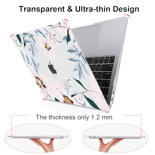 Compatible with MacBook Air 13 inch Case 2021 2020 2019 2018 M1 A2337 A2179 A1932 with Retina Display & Touch ID, Pattern Plastic Hard Shell Case Keyboard Skin Cover, Pink Peonies & Lilies - color: Pink Peonies & Lilies
