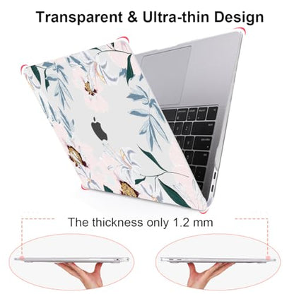 Compatible with MacBook Air 13 inch Case 2021 2020 2019 2018 M1 A2337 A2179 A1932 with Retina Display & Touch ID, Pattern Plastic Hard Shell Case Keyboard Skin Cover, Pink Peonies & Lilies - color: Pink Peonies & Lilies