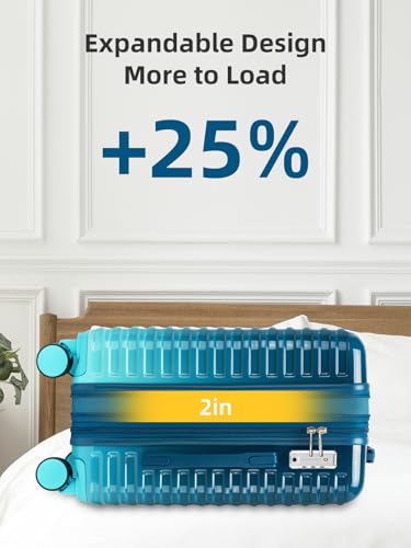 LARVENDER Carry on Luggage 22x14x9 Airline Approved, Expandable 20 Inch Hardside Large Suitcase with Wheels TSA Lock, Lightweigh PC+ABS Travel Carry-on Suitcases for Women and Men, Ocean Breeze - color: Ocean Breeze (XL-BP), size: 3 Piece Set (Backpack/20