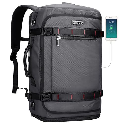 WITZMAN Travel Backpack for Men 35L TSA Friendly Flight Approved | Nylon Laptop Backpack Multi-pocket Fits 16 Inch, Carry-on Luggage, Shoe Compartment, For Business Trip, Vacation, B718 Grey - color: Silvery Grey