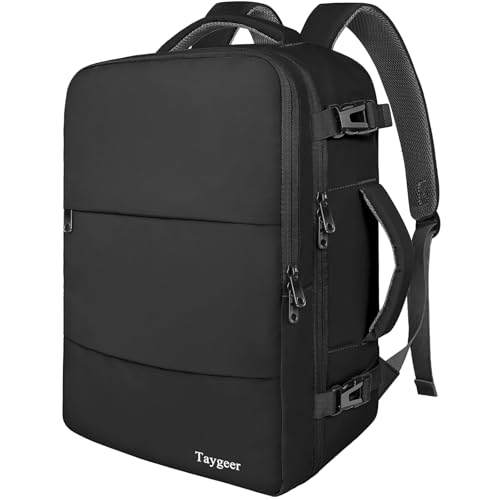 Taygeer Travel Backpack for Men Women, Carry On Backpack with Shoe Pouch | TSA 17.3inch Laptop Mochila Flight Approved, Nurse Bag Casual Daypack for Weekender Business Hiking,Black - color: Black, size: X-Large