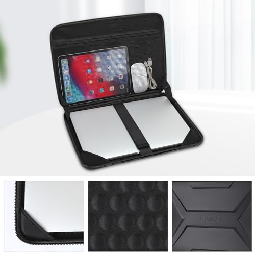 MOSISO Laptop Sleeve 15.6 inch, Geometric EVA Computer Bag Carrying Case | Handle Compatible with MacBook Pro 16, HP, Dell, Lenovo, Asus Notebook&35L Laptop Backpack with USB Charging Port, Black