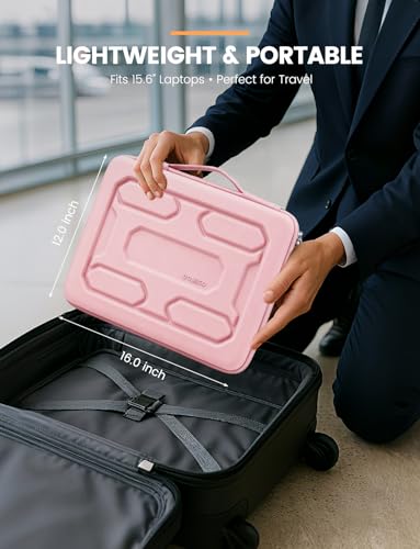DOMISO 15.6 inch Laptop Sleeve with Handle Shockproof Waterproof EVA Protective Case for 15.6" Yoga 720 IdeaPad 310 320 ThinkPad T570/Legion 5 Gen 6/HP Envy 15/15.6" Notebooks, Pink - color: Pink, size: 15.6 inch