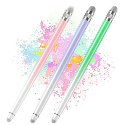 Bopomofo 3PCS Stylus Pen for Touchscreen,High Sensitivity & Precision | Metal Barrel,Fiber Tip,No Charging,Compatible with iPhone iPad Android Microsoft Surface Nintendo Switch Touch Screen - color: Purple/Pink/Green