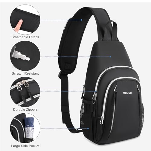 MOSISO Crossbody Bags for Men Women, Small Sling Backpack Chest | Daypack Bag for Outdoor Casual Sports