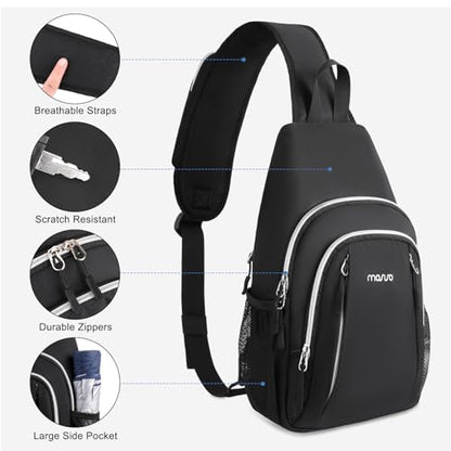 MOSISO Crossbody Bags for Men Women, Small Sling Backpack Chest | Daypack Bag for Outdoor Casual Sports