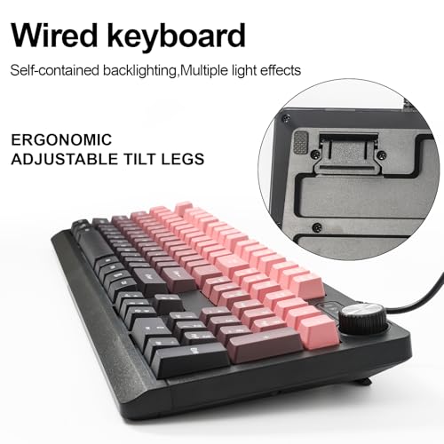 Wired RGB Gaming Membrance Keyboard. 100 Percent Mini Creamy LED Computer Keyboard .Small Ergonomic Clicky Teclado with ABS Backlit Unreplaceable Keycaps. for PC Laptop MAC Gamer. (Green) - color: Green