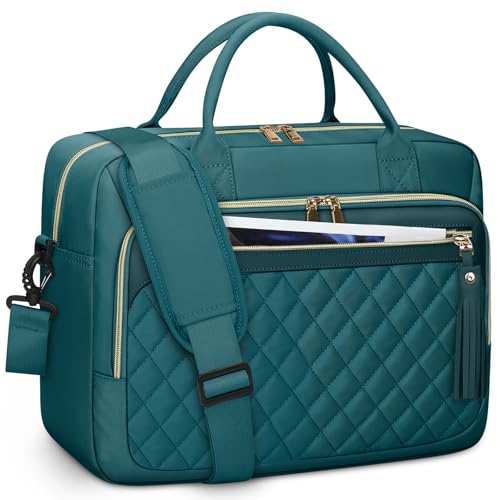 RAINSMORE Laptop Bag 17.3 Inch Briefcase for Women Waterproof Computer Messenger Shoulder Bags Large Laptop Case for Work Business Office Travel College, Dark Green - color: Dark Green