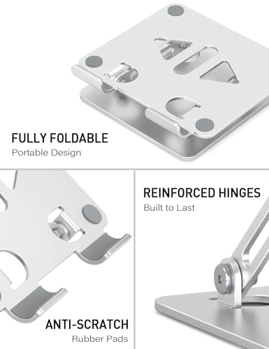 Aoviho Tablet Stand for Desk,Adjustable Tablet Holder,Silver | Stable Aluminum Design, Fits iPad Pro/Air/Mini & Samsung Tablets, Adjustable Viewing, Ideal for Office & Home - color: Silver
