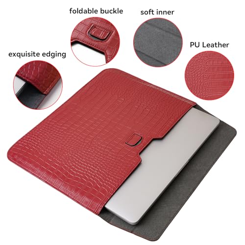MOSISO Laptop Case 13 inch, 13 inch Laptop Sleeve Compatible with MacBook Neo 13 A18 Pro A3404 Air M4 M3 M2 M1 2026-2018 / Pro M2 M1 2026-2016, Crocodile Grain PU Leather Flap Case Bag, Red - color: Red, size: 13 inch