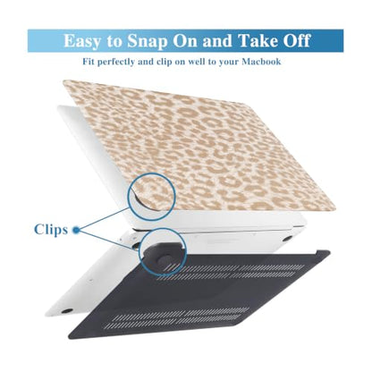 Leopard Case for MacBook Air 13 inch 2026-2022 M5/M4/M3/M2 Logo Cutout | Glitter Cheetah Print PU Leather Hardshell Case & Keyboard Cover for Mac Air 13.6 inch A3449 A3240 A3113 A2681, Brown - color: 01 Brown Leopard Print