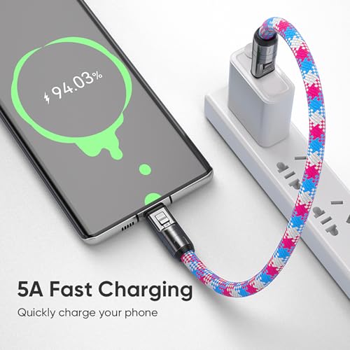 C to C 240W Charging Cable with Wearable Bracelet Design, 5A Fast Charging Phone Lanyard, Portable USB-C Cable for Smartphones, Tablets, Laptops (Black)