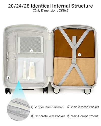 Hanke 20 Inch Expandable Carry On Luggage, 22x14x9 Airline Approved, TSA Lock Hard Shell Lightweight Suitcase for Men Women (Smoke White) - color: Smoke White, size: Expandable 20 Inch