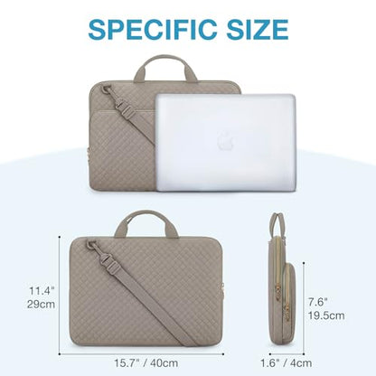BAGSMART Laptop Sleeve 15-15.6 inch Case Protective Water-Resistant | Lightweight Laptop Bag for Women with Pocket and Handle, Compatible with MacBook, HP, Dell, Acer and Asus notebooks - color: Gray-Shoulder Strap, size: 15.6 Inch