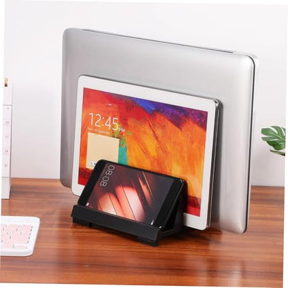 jojofuny Adjustable Laptop Vertical Stand Dual Slots Desk Organizer for Workspace Efficiency Holder for Laptops Tablets and Phones Space-Saving Design