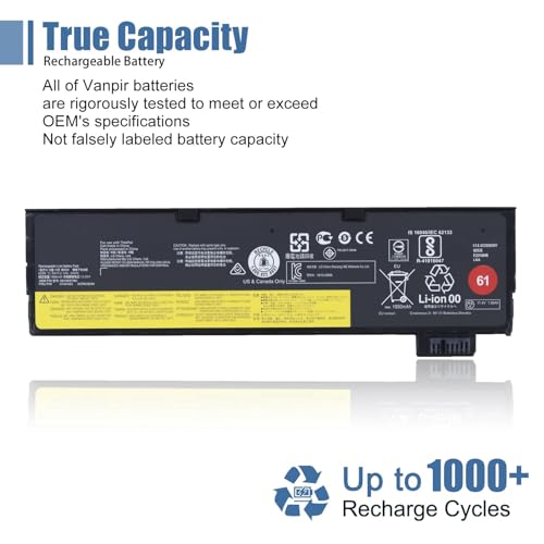 61 01AV423 T470 T480 Laptop Battery Replacement for Lenovo ThinkPad A475 T570 T580 P51S P52S TP25 Battery 4X50M08810 01AV422 01AV424 01AV452 SB10K97579 SB10K97580 11.4V 24Wh 2100mAh - size: 8.2*2.55*0.4 inch 01AV423