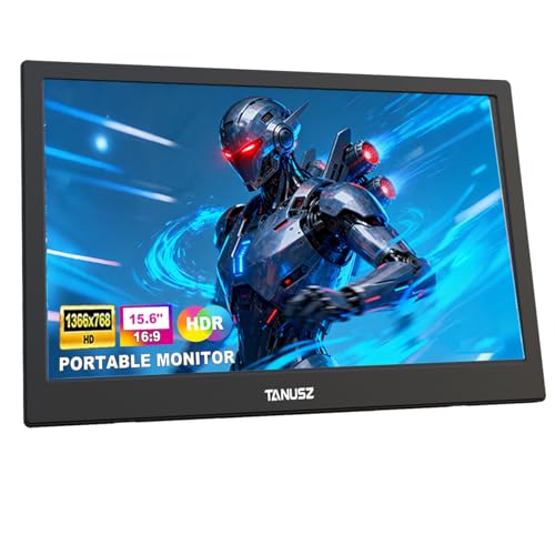 PJGCWB 15.6" Portable Monitor 1366 * 768 HD USB-C HDMI Second External Monitor for Laptop,PC,Mac Phone,PS,Xbox,Swich,IPS Ultra-Thin Zero Frame Gaming Display(Inches, 15.6)